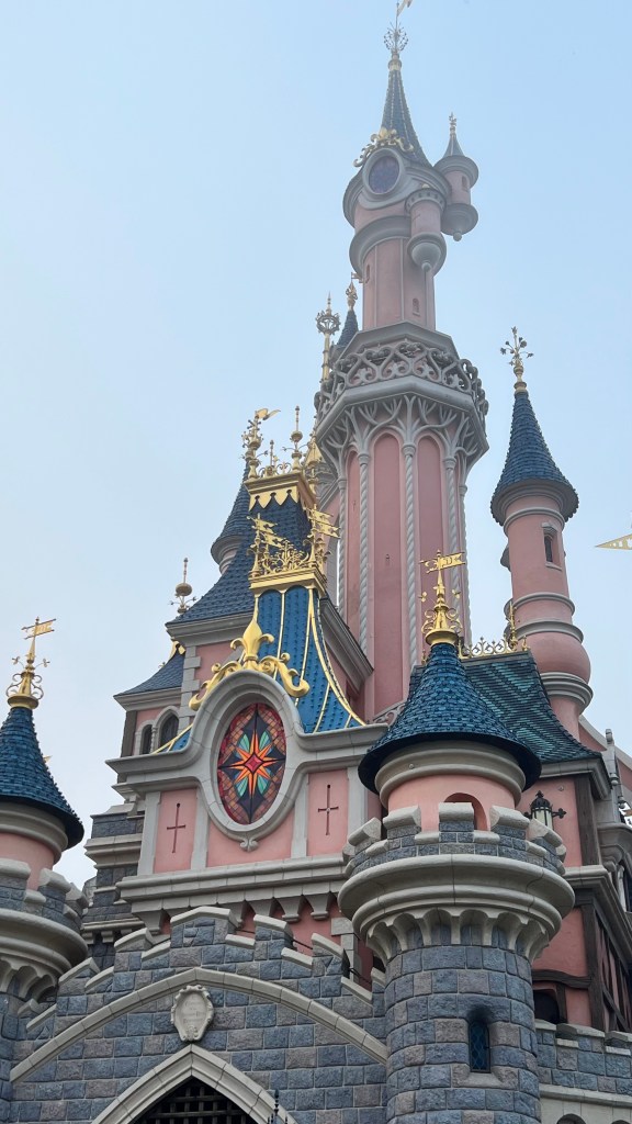 A picture of the top of Disneyland Paris' Sleeping Beauty Castle